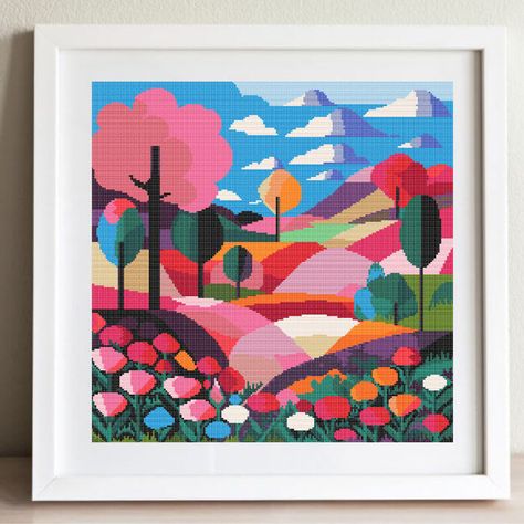 Abstract Cross Stitch Patterns, Cross Stitch Landscape Patterns Free, Cross Stiching Ideas Unique, Cross Stitch Designs Modern, Cross Stitch Patterns Modern, Cross Stitch Patterns Free Disney, Colorful Cross Stitch, Abstract Cross Stitch, Colorful Cross Stitch Patterns