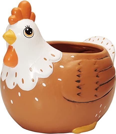 Sixdrop Chicken Planter with Drain Hole, 6.5 Inch Decorative Indoor Outdoor Garden Backyard Patio Ceramic Flower Pot for Small & Medium Size Plants, Rooster Chicken Lover Gift Utensil Holder Party, Chicken Lover Gifts, Chicken Decor, Herb Pots, Country Kitchen Decor, Cement Crafts, Ceramic Flower Pots, Garden Backyard, Pot Designs