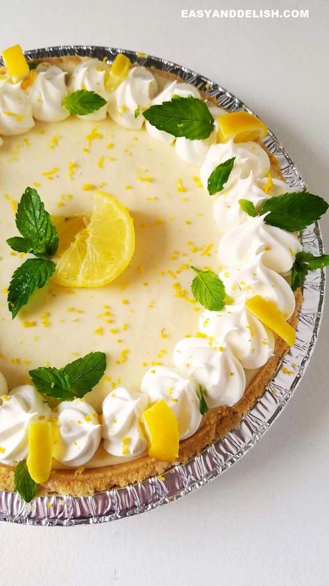 Pie, Lemon Pie With Condensed Milk, Easy Lemon Icebox Pie, Pie With Condensed Milk, Creamy Lemon Pie, Stovetop Appetizers, Easy Lemon Pie, No Bake Lemon Pie, Lemon Icebox Pie