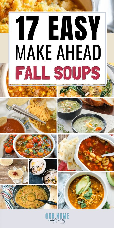 Make Ahead Soup, Freezable Soups, Make Ahead Meal Prep, Soups To Make, Crockpot Soups, Fall Soup, Fall Soup Recipes, Homemade Soup Recipe, Ham And Bean Soup