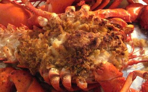 Crabmeat Stuffing, Baked Stuffed Lobster, Stuffed Lobster, Anniversary Food, Madison Ct, Lobster Recipe, Chicken Dumpling, Lobster Bake, Shell Fish