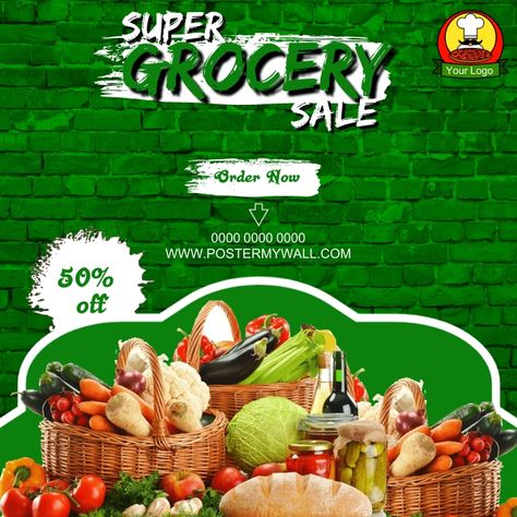 Grocery Sale Discount Flyer Poster Template. Design created with PosterMyWall Grocery Discount Poster, Grocery Poster, Grocery Inspiration, Supermarket Poster, Grocery Store Flyers, Grocery Design, Grocery Flyer, Food Business Card, Designing Tips