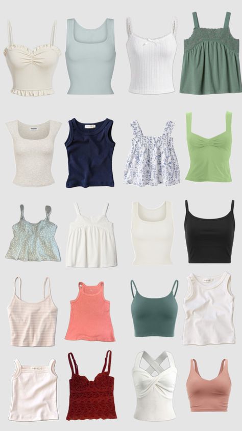 tank tops! #tanktops #outfitinspo Where To Get Tank Tops, Y2k Tank Top Outfit, Beachy Girl Aesthetic, Y2k Tank Top, Beachy Girl, Tank Top Outfits, Cute Tank Tops, Casual Preppy Outfits, Cute Preppy Outfits