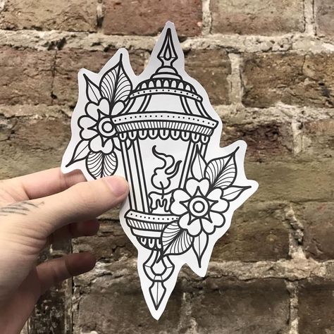 Traditional Lantern Tattoo, Flash Traditional Tattoo, Traditional Tattoo Outline, Traditional Tattoo Stencils, Sam King, Lamp Tattoo, Traditional Black Tattoo, Lantern Tattoo, King Tattoos