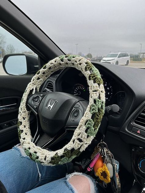 Crochet Steering Wheel Cover pattern by Allie P. Smith -  #Allie #cover #Crochet #Pattern #Smith #Steering #Wheel Knitted Steering Wheel Cover, Crochet Steering Wheel Covers, Crochet Wheel Cover Free Pattern, Car Crochet Decor, Crochet Car Cover, Crocheted Steering Wheel Cover, Steering Wheel Cover Crochet Pattern Free, Crochet Steering Wheel Cover Free, Crochet Head Rest Cover