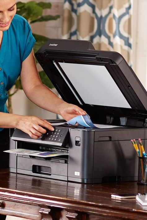 This home office printer is designed for maximum efficiency, reliability, and performance. The new pigment based ink formula bonds with the document surface, providing sharp black text and high impact color documents. Office Printers, Best Printers, Paper Tray, Thermal Printer, Touch Screen Display, Specialty Paper, Cloud Services, Scanners, Phone Support