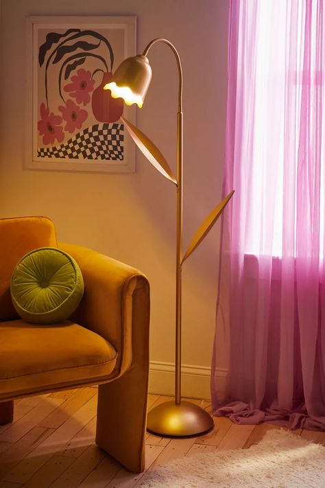 Tulip Floor Lamp | Urban Outfitters Urban Outfitters Lights, Corner Floor Lamp, Metal Floor Lamp, Uo Home, Floor Lamp With Shelves, Field Of Flowers, Metal Floor, Metal Floor Lamps, Floor Lamp Design