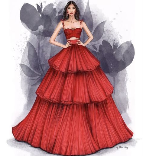 Gradation Design Dress Illustration, Model Drawing Dress, Emphasis Dress Illustration, Party Wear Illustration Sketches, Emphasis Art Drawing, Dresses Drawing Design, Dress Illustration Design, Drawing Kit, Fashion Illustration Poses