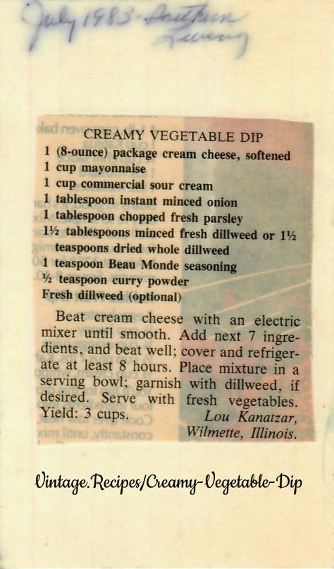 Creamy Vegetable Dip Garden Vegetable Dip, Cream Cheese Vegetable Dip, Garden Vegetable Cream Cheese Dip, Sour Cream Dip For Veggies, Bing Cherry Salad, Easy Vegetable Dip Recipe, Homemade Knorr Vegetable Dip, Vegetable Dip Recipe, Cherries Salad