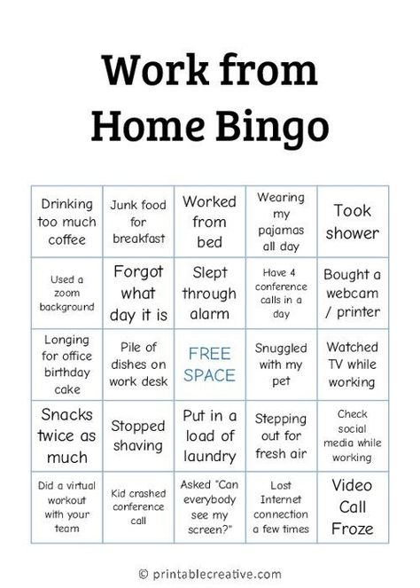 Download or create custom printable work from home bingo cards. #freeprintable #workfromhome #bingo Virtual Bingo For Work, Virtual Meeting Games For Work, Work Bingo Ideas, Virtual Work Games, Virtual Office Games, Fun Virtual Games For Work, Virtual Games For Work, Work Bingo, Engagement Committee