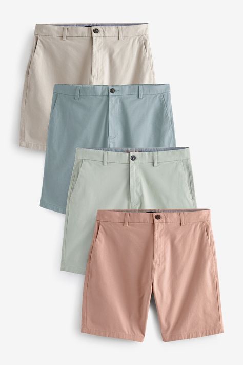 Stock up on summer essentials with this 4-pack of stretch fit chino shorts, crafted from a cotton-rich fabric with dual side and rear pockets, finished with a button-up fastening and a zip fly. Machine washable. 4 x Shorts Main 98% Cotton, 2% Elastane. Lining 65% Polyester, 35% Cotton. Cotton Shorts For Men, Rich Fabric, Shorts For Men, Stretch Chinos, Slim Fit Shorts, Arab Emirates, United Arab Emirates, Slim Fit Men, Chino Shorts