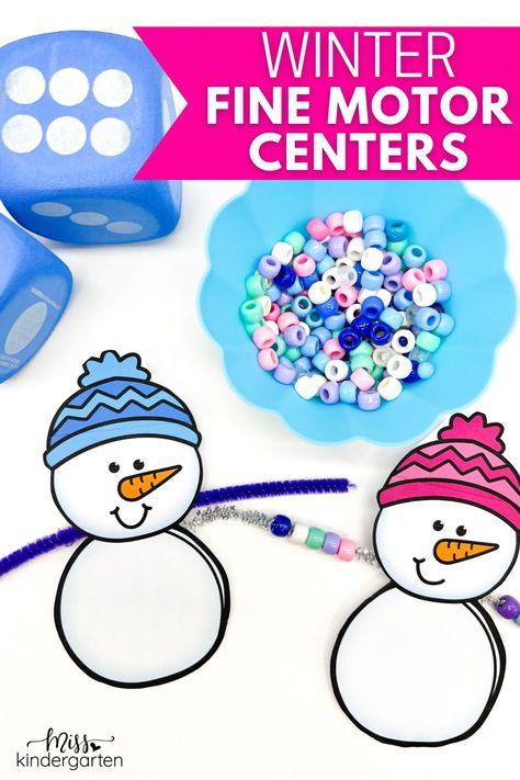 Incorporate fine motor practice into literacy and math activities with these engaging low prep centers! Your students can improve hand strength and coordination with these winter fine motor centers for kindergarten. Click here to see the fun winter centers for literacy and math practice with a fine motor twist! Winter Fine Motor Activities Preschool, Winter Centers Preschool, Winter Centers Kindergarten, Preschool Winter Math, January Centers, January Preschool Themes, Winter Fine Motor, Task Cards Kindergarten, Winter Centers