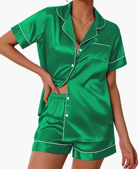 Ekouaer Satin Pajamas Women's Short Sleeve Sleepwear Soft Silk Button Down Loungewear Pjs Shorts Set S-XXL multiple color options available Pjs Shorts, Silk Pajamas Set, Shorts Sleepwear, Pijamas Women, Pyjamas Womens, Kimono Pattern, Silk Pajama Set, Short Pj Set, Satin Pyjama Set