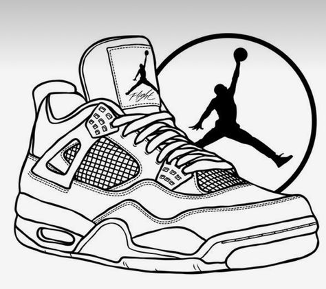 Sneaker Coloring Pages Free Printable, Sneaker Coloring Page, Nike Shoes Coloring Pages, Nike Coloring Pages, Jordan Coloring Pages, Nike Drawing, Styrofoam Art, Sneakers Sketch, Sneakers Illustration