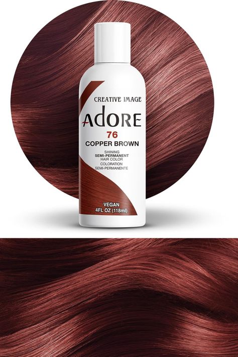 Experience the vibrant and cruelty-free world of hair color with Adore Semi Permanent Hair Color in the beautiful shade of 076 Copper Brown. Transform your locks and express your unique style with this 4 fl oz bottle of vegan hair dye, priced at just $7.99. Say goodbye to dull hair and hello to a new, bold you. Adore Copper Brown Hair Color, Copper Brown Hair Dye, Adore Semi Permanent Hair Color, Adore Hair Dye, Acne Prone Skin Care Routine, Red Hair Dye, Copper Brown Hair Color, Copper Brown Hair, Vegan Hair Dye