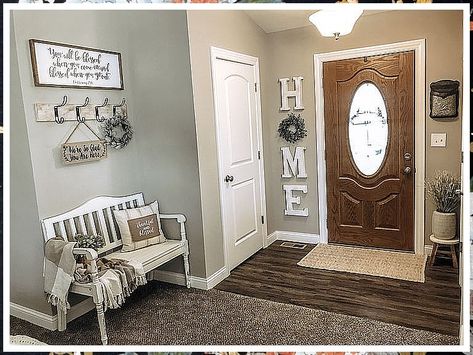 Winter Home Entrance Decor - Fantastic, we've got you covered. Here you'll be able to find all the supplies you need. Click to visit today. Entryway 2023, Farmhouse Entryway Ideas, Modern Farmhouse Style Living Room, Modern Fireplace Ideas Living Rooms, Halloween Home Decor Ideas, Style Entryway, Entryway Decorating, Diy Farmhouse Ideas, Farmhouse Entry