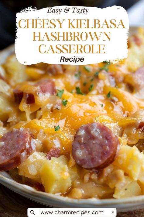 Dive into the ultimate comfort food with this Slow Cooker Cheesy Kielbasa Hashbrown Casserole, a dish that combines the smoky flavors of kielbasa sausage with the heartiness of hash browns and the gooey delight of melted cheese. This recipe is a dream come true for those who love to come home to the warm, welcoming aroma of a ready-to-eat meal. Perfect for busy weeknights, potlucks, or cozy weekend brunches, this casserole offers the ease of slow cooking without compromising on taste. Get ready to indulge in a dish that's sure to become a staple in your comfort food repertoire. Crock Pot Meals Sausage, Crock Pot Recipes Keilbasa, Hashbrowns With Sausage, Hashbrown Kielbasa Dump Meal, Kielbasa Sausage Casserole, Cheesy Potatoes And Smoked Sausage Casserole, Keilbasa Tater Tot Casserole, Cheesy Sausage Hash Brown Bake, Kielbasa Potato Cheese Casserole