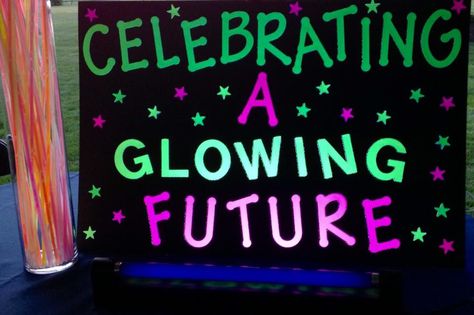 Outside At Night, Graduation Logo, Grad Party Theme, Glow In Dark Party, Mitzvah Themes, Diy Glow, 8th Grade Graduation, Plastic Vase, Graduation Party Themes