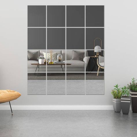 Trent Austin Design® Motley Solid Wood Rectangle Wall Mirror & Reviews | Wayfair Minimalist Mirror Wall, Wall Mirror Tiles, Square Mirror Wall Decor, Wallpaper Smooth, Real Aesthetic, Frameless Wall Mirror, Mirror Wall Living Room, Smooth Wallpaper, Modern Mirror Wall