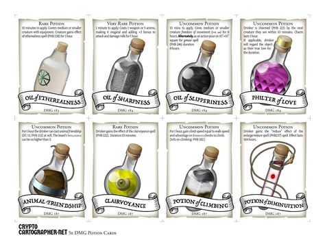 Potions Dnd 5e, D&d Potion, Dnd Potions Homebrew, Dnd Potion Bottles, Dnd Potions, Dungeons And Dragons Rules, Potions Recipes, Dnd Crafts, Dnd Items