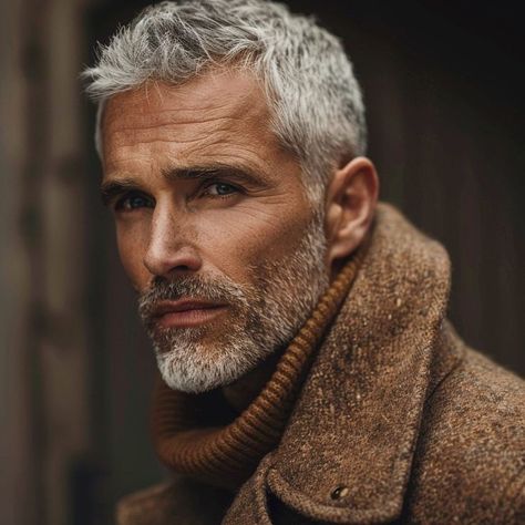 Crew Cut Hair, Older Men Haircuts, Older Mens Hairstyles, Beard Styles Short, Men Over 50, Grey Hair Men, Men With Grey Hair, Grey Beards, Short Beard