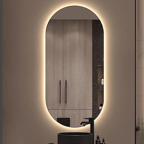 Large oval 800 x 500mm Led bathroom mirror is modern designed with frameless edges, not only gently shine on your beautiful face, but also add artful details to your space. Led Backlit bathroom mirror full range dimmable controlled by smart touch on screen, CRI> 90. High lumen delivery. A demister pad is fitted at the back of the mirror. It will heat up to prevent the mirror getting foggy when turned on,perfect for making up and shaving. Bathroom Mirror With Integrated Light, Led Mirror Bathroom Modern, Bathroom Led Mirror Ideas, Bathroom Mirror Backlit, Back Lit Mirror Bathroom, Large Bathroom Mirror Ideas, Lit Bathroom Mirror, Bathroom Mirrors Uk, Backlit Mirror Bathroom