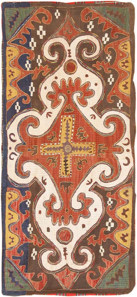 View this highly collectible, rare and tribal antique Kaitag embroidery #49935 from Nazmiyal Antique Rugs in New York City. Kaitag Embroidery, Exhibition Inspiration, Historical Artwork, Caucasian Rug, Prayer Rug, Antique Textiles, Tapestry Weaving, Earthy Colors, Henri Matisse