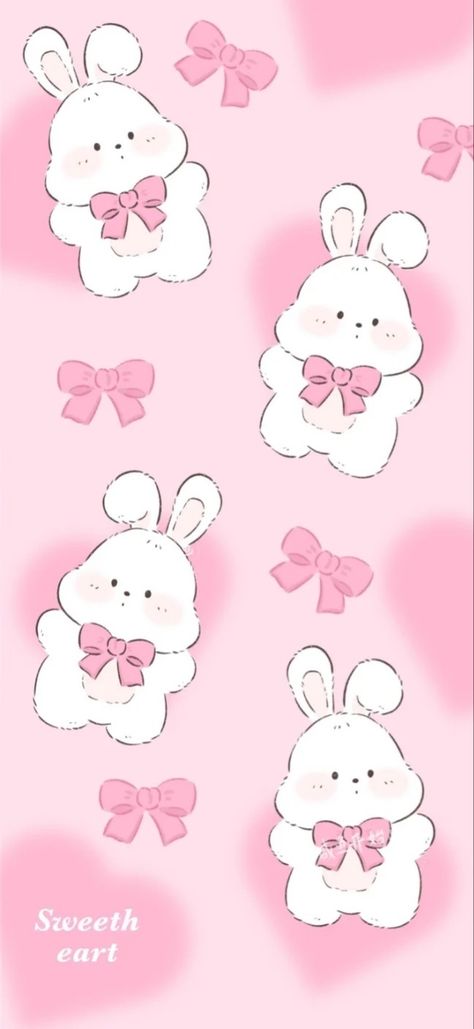 Bunny Pink Wallpaper, Kawaii Backgrounds, Pink Walpaper, Easter Pics, Rabbit Wallpaper, Pop Jewelry, Njoy Obs, Chibi Wallpaper, Purple Bunny