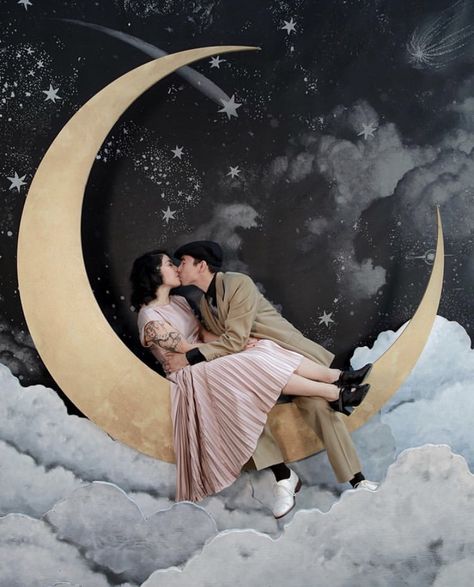 Celestial Wedding Theme, Photo Booth Company, Starry Night Wedding, Moon Wedding, Vintage Moon, Celestial Wedding, Paper Moon, Photo Booth Rental, Night And Day