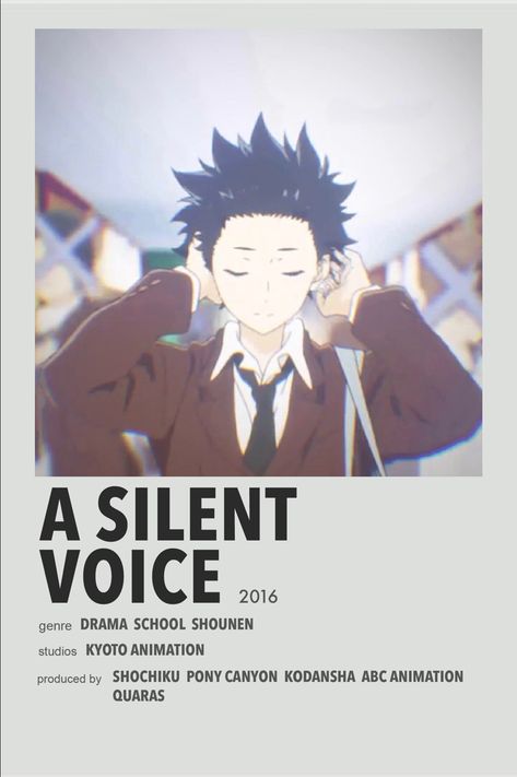 A Silent Voice minimal anime poster A Silent Voice Anime, Japanese Animated Movies, Anime Suggestions, Film Posters Minimalist, Film Anime, Kyoto Animation, Poster Anime, Anime Printables, Good Anime To Watch