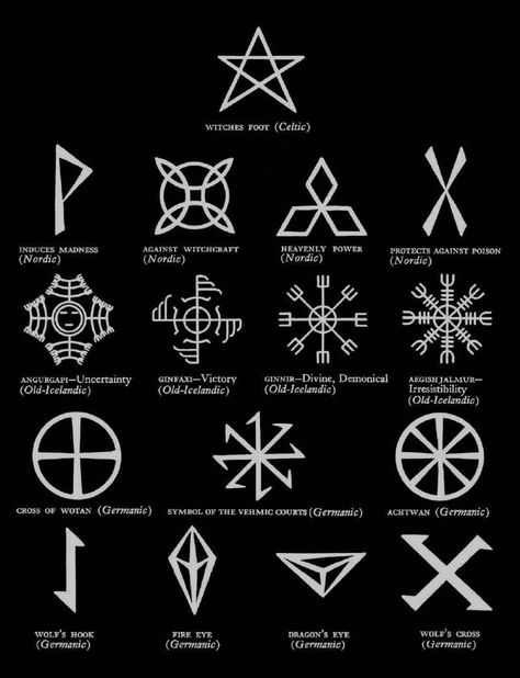 German Tattoo Symbols, Tattoo Symbols And Meanings, Rune Vichinghe, Glyphs Symbols, German Tattoo, Tato Maori, Nordic Symbols, Witchcraft Symbols, Tattoos And Meanings