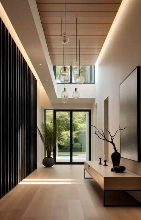 Modern Contemporary Hallway, Modern Home Hallway, Deco Hall D Entree, Hall D’entree, Modern House Entrance Interior, Modern Vestibule, Entrance Hall Ideas Modern Entry Ways, Modern House Hallway, Vestibule Entree