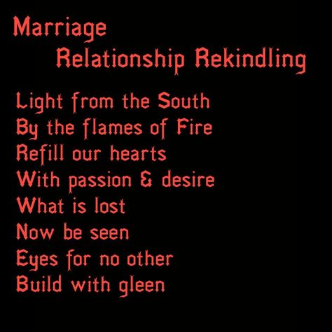 Marriage &/or relationship rekindling spell. Can also be used as a chant or mantra instead Mama Pagan Spells For Relationship Problems, Spells For Relationships, Spells For Couples, Healing Relationship Spells, Relationship Spells Witchcraft, Black Magic Spells Love, Spell To Heal A Relationship, Protect Relationship Spell, Marriage Spells Chant