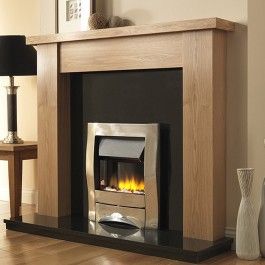 Electric Fireplace Ideas, Wooden Fire Surrounds, Oak Fire Surround, Wooden Fireplace Surround, Granite Hearth, Fire Surrounds, Electric Fireplace Suites, Inset Electric Fires, Double Sided Stove