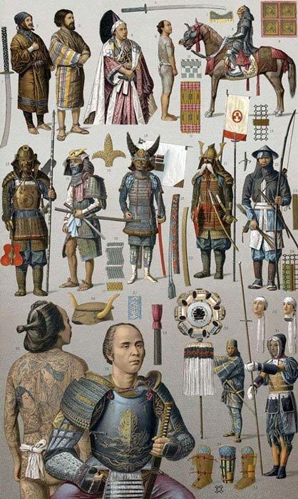 Samurai warriors with various types of armor and weapons, 1880s. Guerriero Samurai, Medieval Japan, Types Of Armor, Arte Ninja, Historical Warriors, Samurai Warriors, Warrior Costume, Japanese Warrior, Japanese History