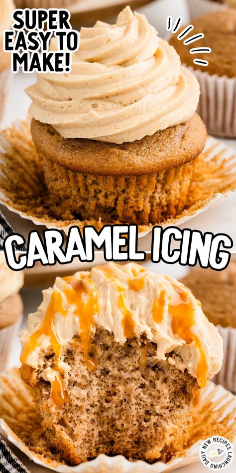 Savor the rich flavor of homemade Caramel Icing. Perfect for cakes, cupcakes, and more. Easy to make and irresistible. Ideal for all occasions!rn Cooked Caramel Icing Recipe, Homemade Cake Icing, Caramel Cake Icing, Caramel Buttercream Frosting, Cream Cheese Frosting Easy, Frosting Recipes Easy, Caramel Icing, Cupcake Decorating Tips, Caramel Frosting