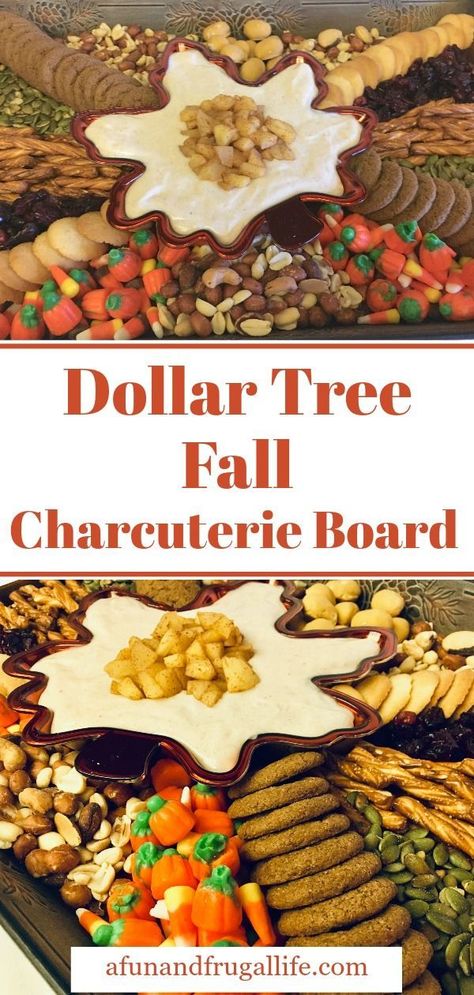 Impress your guests with a beautiful fall charcuterie board using items found at Dollar Tree.  They'll love the fun snacks and you'll love knowing you didn't blow your budget for your next fall party!  #charcuterieboard #noshboard #snackboard #dollartreetips Kitchen Dinner Ideas, Party Dinner Recipes, Fall Charcuterie Board, Dinner Ideas For Family, Fall Charcuterie, Charcuterie Board Meats, Fall Appetizers, Candied Sweet Potatoes, Fall Candy