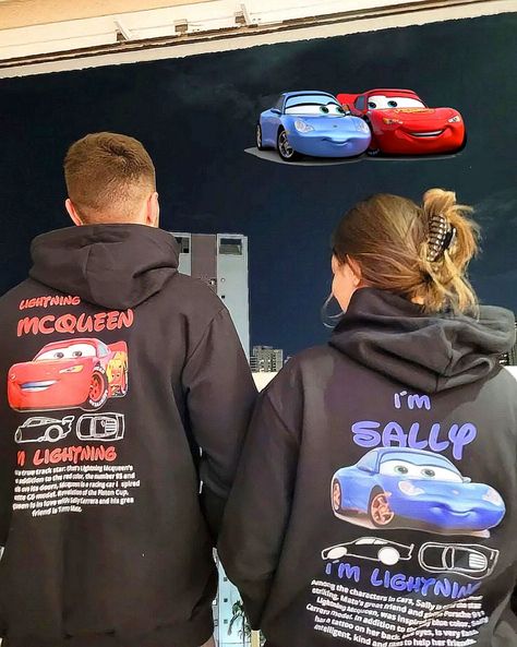 Couple/BestFriend Tshirts 💑 Introducing the ultimate couple’s collection - the Lightning McQueen and Sally Oversized T-Shirts and Hoodies! Perfect for Disney Pixar fans and car enthusiasts alike, this set is designed to celebrate the iconic duo in style and comfort. Product Features: 🖤 Design: Lightning McQueen: Black oversized T-shirt with a small chest logo and detailed car specifications on the back. Sally: White oversized T-shirt with a matching small chest logo and her car specs on t... Match Hoodies For Couples, Car Hoodie Design, Couple Design Tshirt, Sally And Lightning Mcqueen, Lighting Mcqueen And Sally, Sally And Mcqueen, Sally Mcqueen, Lightning Mcqueen And Sally, Mcqueen And Sally