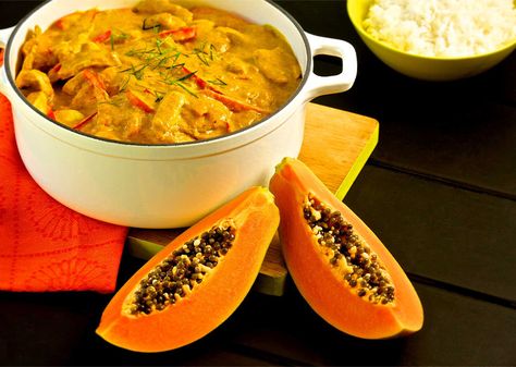 Papaya Chicken, Papaya Recipes, Cooking Basmati Rice, Chicken Curry Recipe, Simple Chicken, Fresh Spices, Citrus Chicken, Curry Chicken Recipes, Stuffed Chicken