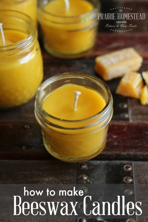 I didn't realize it was this easy to make beeswax candles-- it's pretty much melt and pour. And you can use any sort of cute container you have laying around. Homemade Marshmellow Recipes, Making Beeswax Candles, The Prairie Homestead, Beeswax Candles Diy, Expensive Candles, Prairie Homestead, Bee Wax Candles, Spa Candle, Crafts For Teens To Make