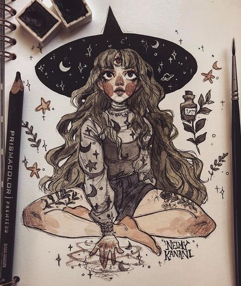 Are you satisfied with your Inktobers so far? I feel happy with my progress on how I’m drawing mine right now 🌙✨ #neimytober #pinupinktober… Witchy Sketch Ideas, Witchtober Art, Witchy Drawings, Sketchbook Aesthetic, I Feel Happy, Inktober Art, Witch Drawing, Art Sketches Doodles, Arte Sketchbook