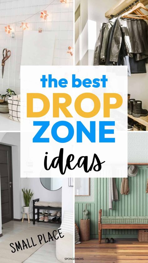 Best Types of Drop Zone in a House (For Maximum Organization) - Sponge Hacks Landing Zone Organization, Bedroom Drop Zone, Bookbag Drop Zone, Small Functional Entryway, No Mudroom Solution Entry Ways, Drop Off Zone Entryway, Drop Zone Entryway, Small Drop Zone, Sponge Hacks