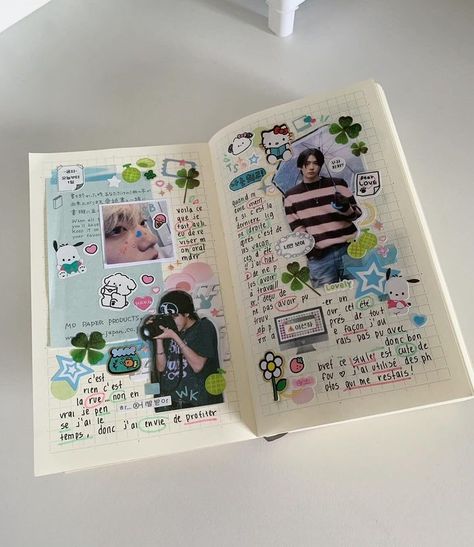 kpop journal • Instagram Kpop Journal Cover, Kpop Collage Journal, Binder Decoration Ideas, Kpop Journal Aesthetic, Smash Book Ideas, Kpop Notebook, Drama Journal, Kpop Journaling, Binder Decoration