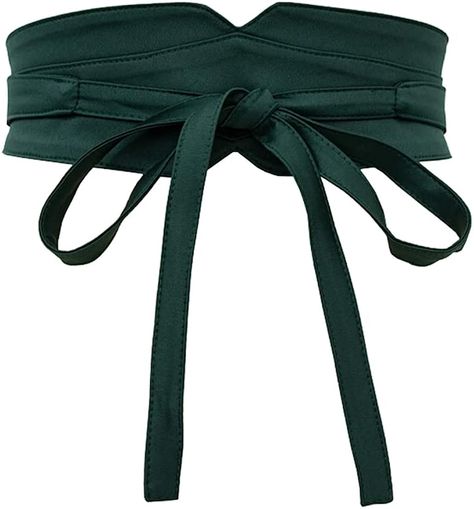 Aecibzo Women's Wide Waist Belt Self Tie Wrap Around Obi Waist Band Cinch Boho Dress Belts, Dark Green, Length 96.4inch, Fit waist 26.7-37.4inch : Amazon.ca: Clothing, Shoes & Accessories Wide Waist Belt, Dress Belts, Waist Sash, Obi Belt, Tie Wrap, Wide Waist, Slim Waist, Character Costumes, Belted Dress