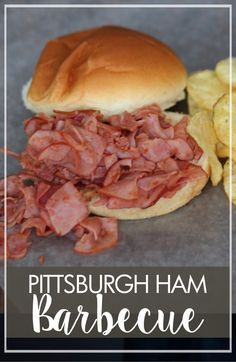 Pittsburgh Ham Barbecue Sandwiches - Marguerites Cookbook Isalys Chipped Ham Bbq, Kmart Ham Sandwich Recipe, Hamburger Bun Sandwich Ideas, Ham Bbq Crockpot Chipped, Supper Sandwich Ideas, Ham Barbeque Recipes, Isalys Chipped Ham Bbq Recipe, Ham Slices Recipes Dinners, Ham Bbq Recipe