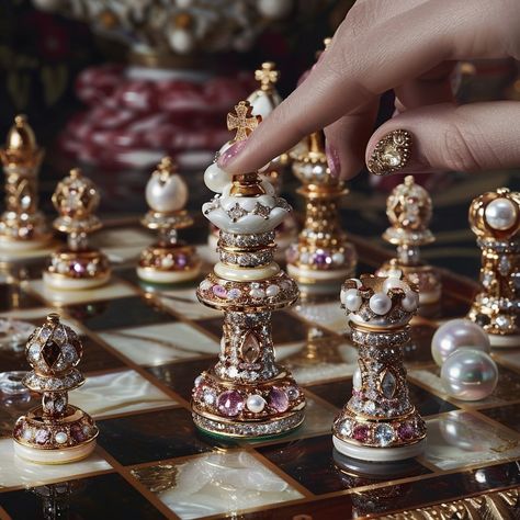 Embark on a grand strategic voyage with my latest carousel of opulent chess sets. Each move on this board isn’t just a game; it’s a saga of luxury, glistening with gemstones and pearls that command attention. Imagine the fusion of tactical prowess and the sparkle of high fashion, where every checkmate is as stylish as it is smart. Let’s play a game where the stakes are as high as the elegance. . . . #CheckmateChic #StrategicSparkle #LuxuryChess #GemstoneGameplay #PearlPlay #HighFashionGaming ... Angel Cards Reading, Circus Costume, Fancy Art, Expensive Jewelry Luxury, Play A Game, Chess Sets, Luxe Life, Makeup Room, Just A Game