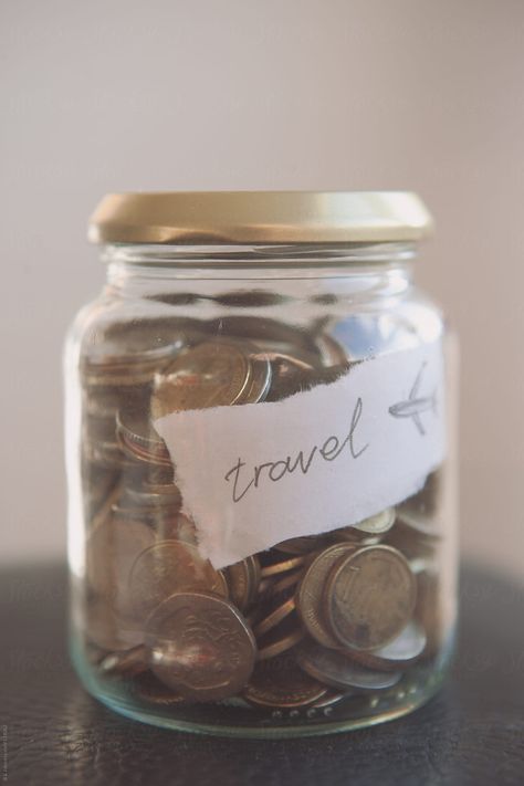 coin jar ...savings for the travel Saving Money Jars, Dream Jar, Travel Jar, Money Saving Jar, Vision Board Diy, Coin Jar, Bored Jar, Travel Fund, Vision Board Images