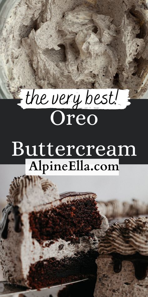 Learn how to make the best Oreo buttercream frosting! Made with just 6 simple ingredients, it takes just 10 minutes to whip up this creamy cookies and cream buttercream. I use it on cakes, cupcakes and to top cookies! Pie, Oreo Buttercream Filling, Oreo Cookie Buttercream Frosting, Oreo Buttercream Frosting Recipe, Cookie And Cream Frosting, Cookies And Cream Buttercream Frosting, Cookies And Cream Icing Recipe, Bananas Pancake, Cookies And Cream Icing