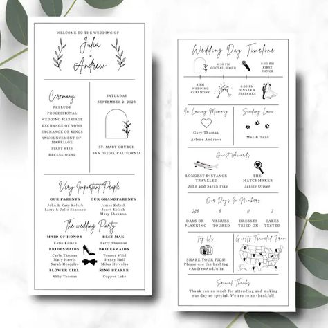 AJsDigitalStudio - Etsy Wedding Agenda For Guests, Wedding Pamphlet Ceremony Programs, Modern Ceremony, Wedding Day Timeline Template, Wedding Agenda, Itinerary Wedding, Wedding Day Itinerary, Ceremony Program Template, Newspaper Wedding Programs