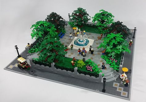 Modular City Park 9 | The modular nature of the park itself … | Flickr Lego Park, Lego Garden, Brick Inspiration, Lego Zoo, Lego Scenes, Lego Street, Lego Tree, Lego House Ideas, Lego Village